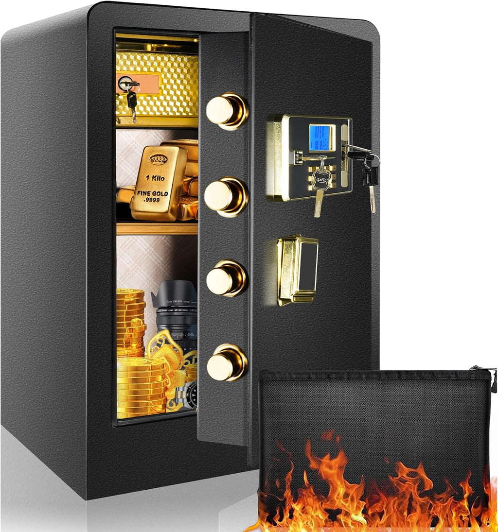 3.7 Cub Fireproof Waterproof Safe Box with Document Bag and LCD Screen C3997