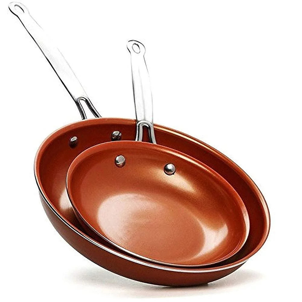 8 & 10 Inch Ceramic Non-Stick Round Skillet Frying Pan Set U831