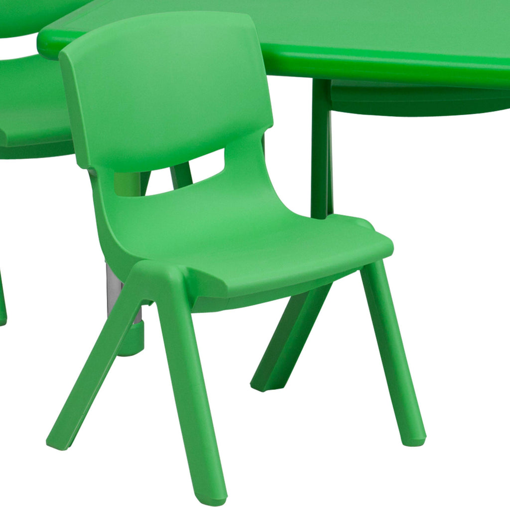 Green Plastic Height Adjustable Activity Table Set with 4 Chairs X92962