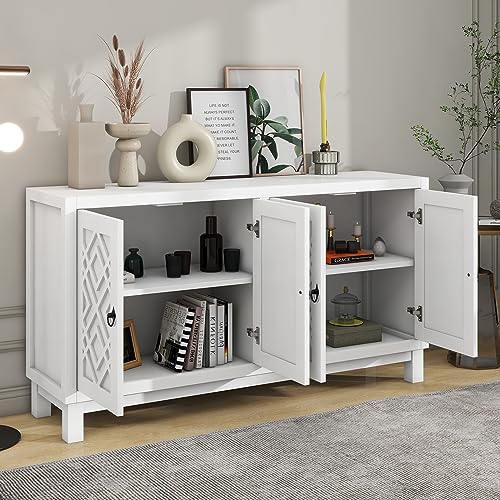 Black 4 Door Sideboard Storage Cabinet with Adjustable Shelves I72964
