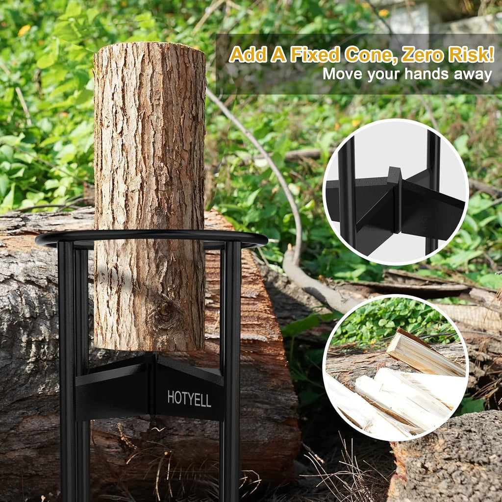 High Carbon Steel Manual Log Splitting Wedge Tool with Canvas Firewood Carrier B314