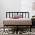 Black Metal Platform Bed with Headboard X234664