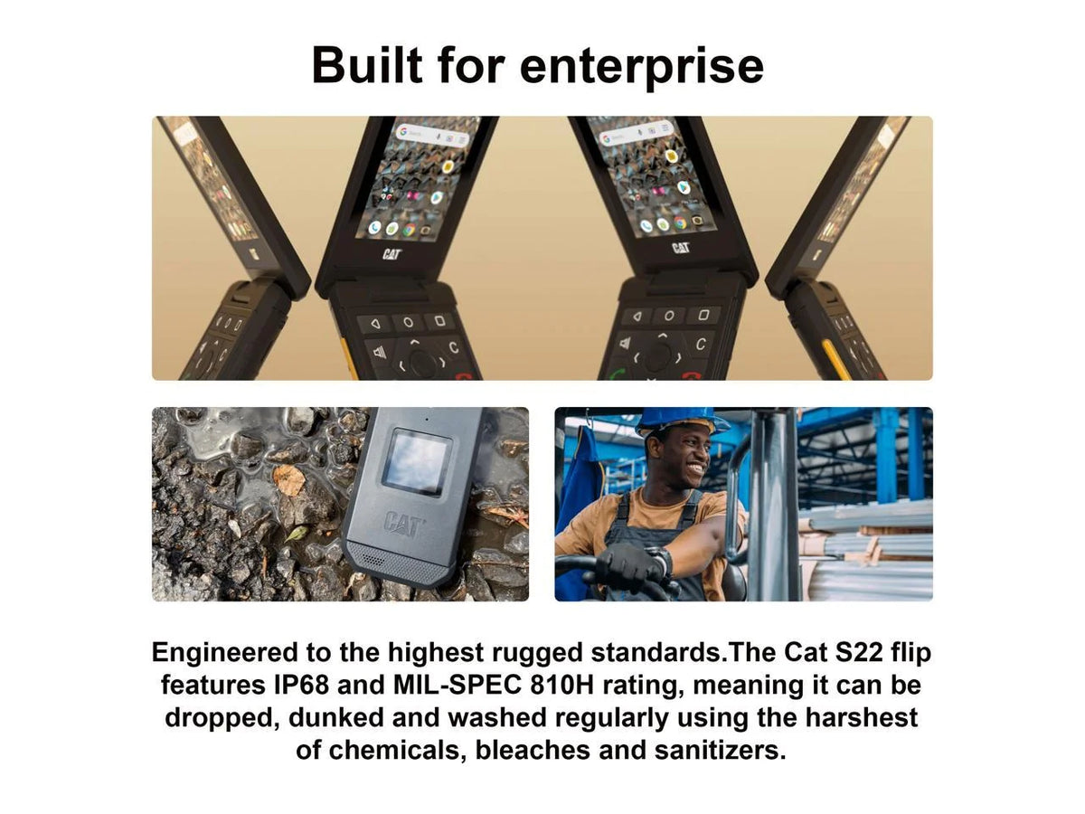 IP68 Rugged Flip Phone Black 16GB 4G LTE GSM Unlocked 2GB RAM M91698
