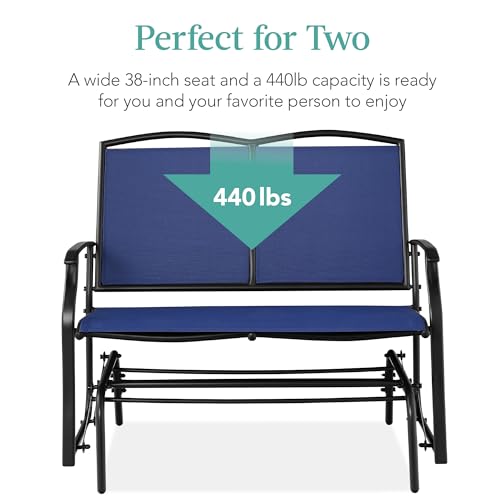 Forest Green/Brown Steel Frame Textilene Fabric 2-Person Outdoor Patio Swing Glider Bench T44805