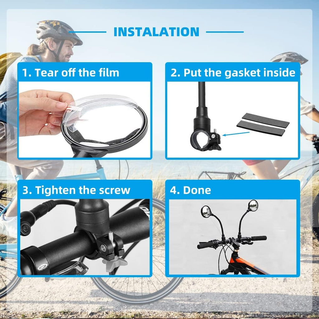 2 Pack Adjustable Rotatable Rear View Bicycle Mirrors P929685