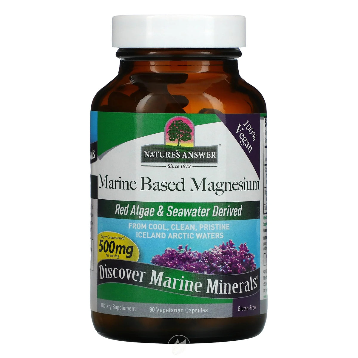 90 Vegetarian Capsules Marine Based Magnesium 500 Mg Pack of 2 O490