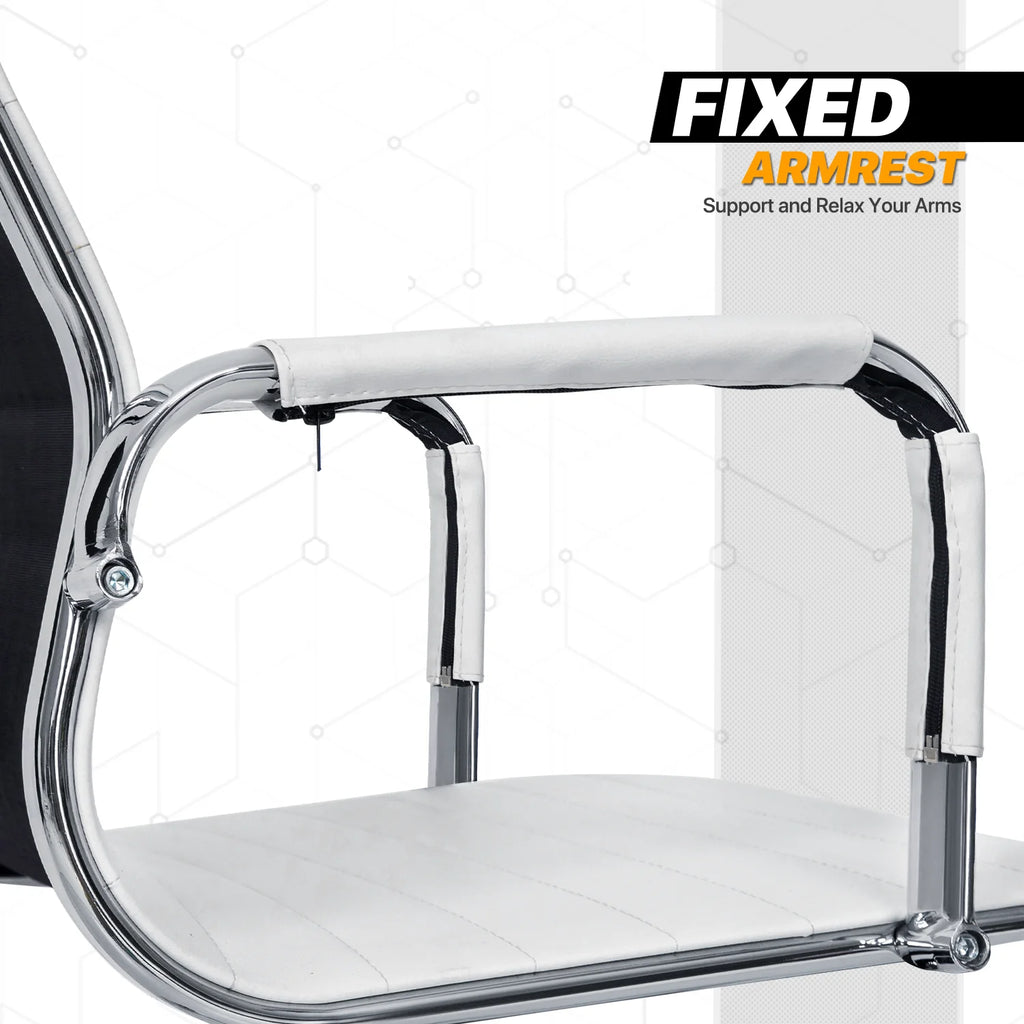 White PU Leather Mid Back Office Chair Q300