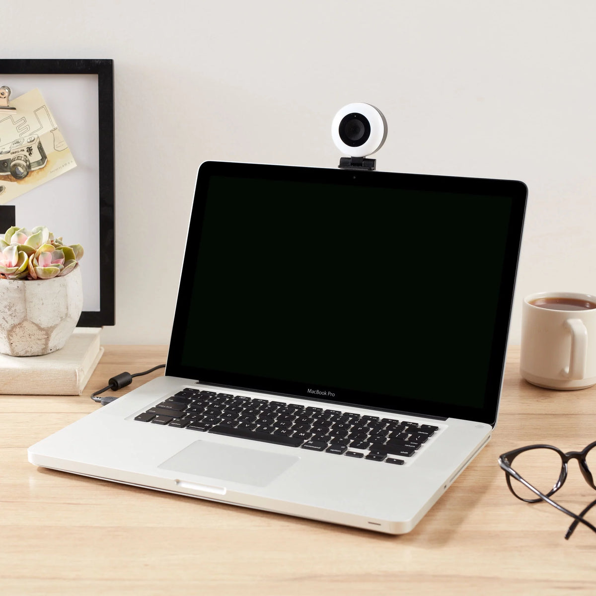 White & Black Webcam with Ring Light T8501