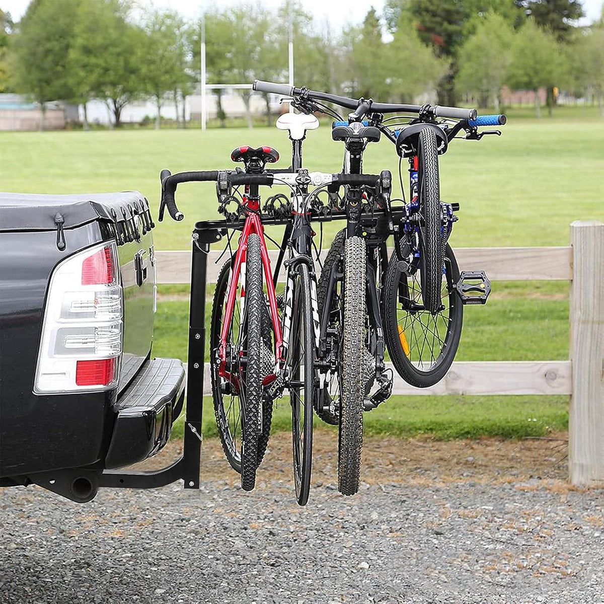 Black 2 inch Hitch Mount Double Foldable Bike Rack C598