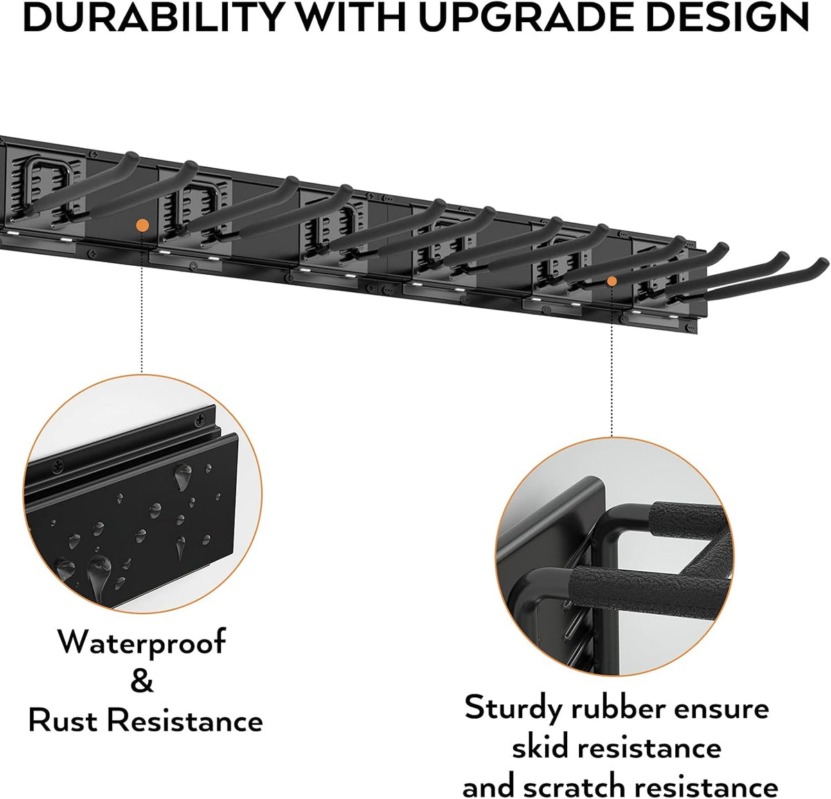Heavy Duty Garage Storage Tool Organizer Wall Mount Rack with 6 Long Hooks, 48 Inch, Pack of 2 Y1274