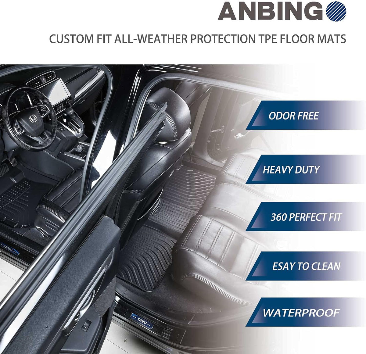 Odorless All Weather Car Floor Mats Full Set Front & Rear Row Z581
