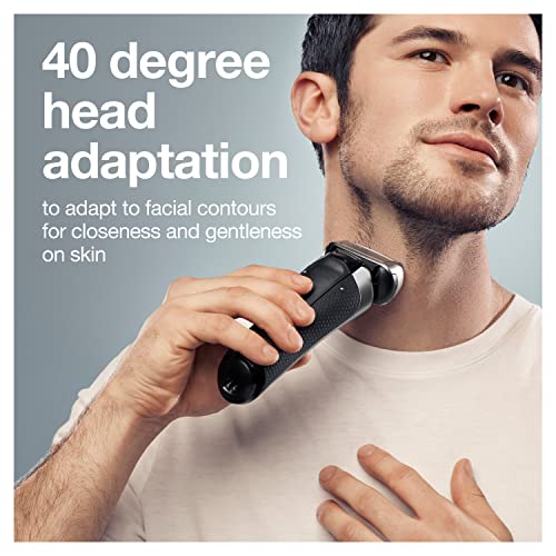 Electric Foil Shaver with Precision Beard Trimmer, Cleaning & Charging SmartCare Center, Galvano Silver J93954