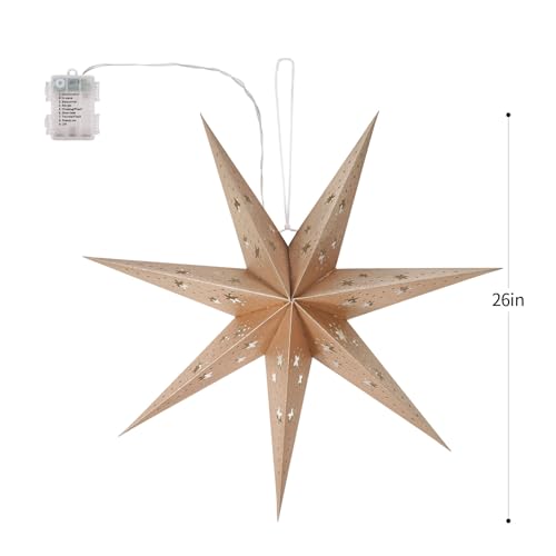 2 Pack 26.8 Inch Paper Star Lantern with Timer D950