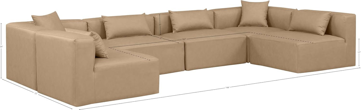 Tan Vegan Leather Modular Sectional E766