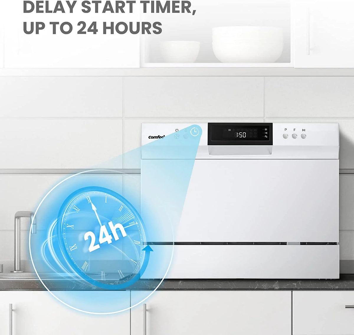 White Countertop Dishwasher with 6 Place Settings O488