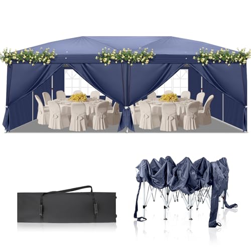 10x20ft Pop Up Canopy Tent with 6 SideWalls (Black) G9726