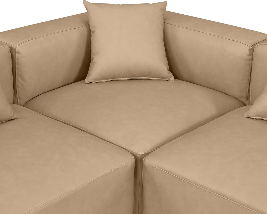 Tan Vegan Leather Modular Sectional E766