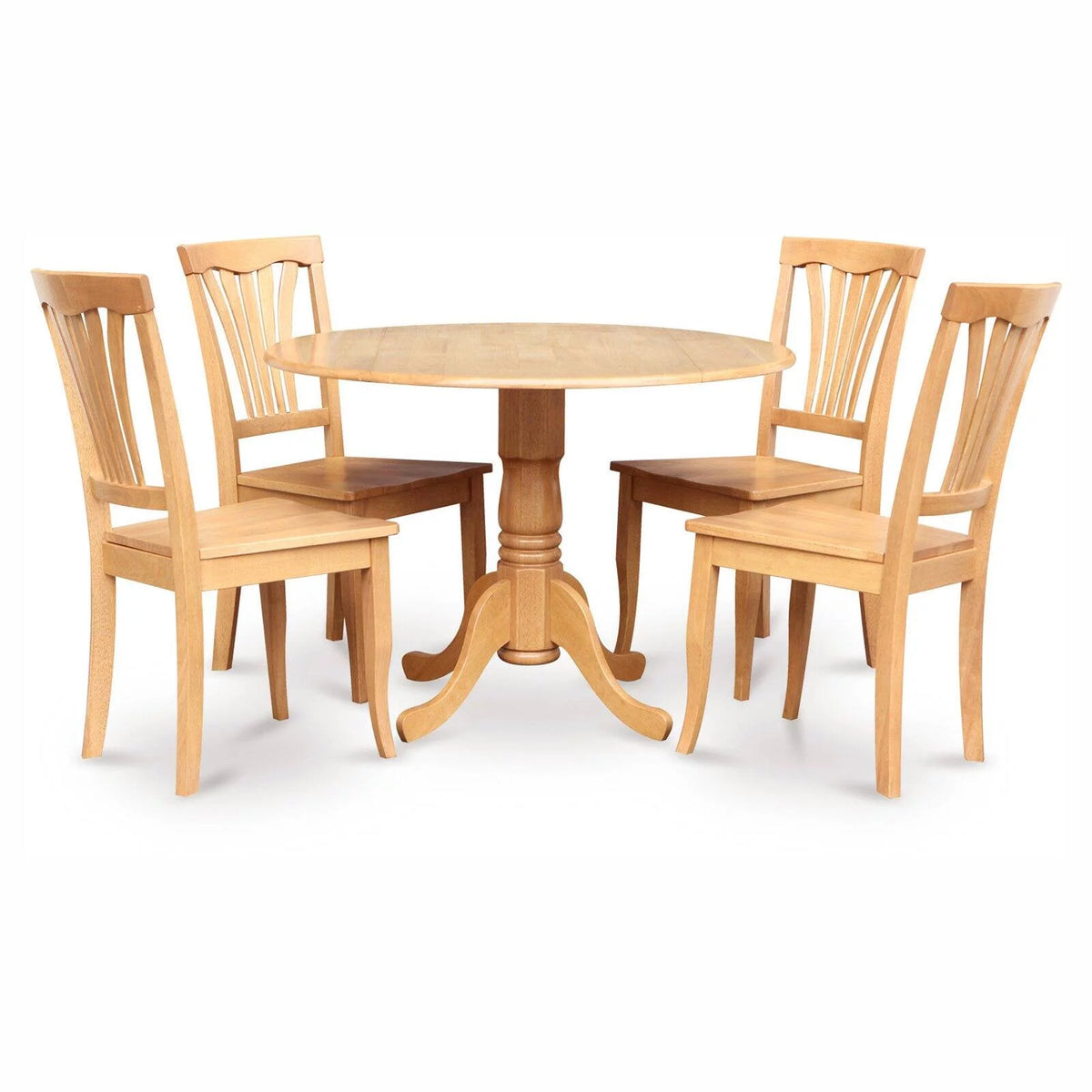 5 Piece Drop Leaf Dining Table Set with Wooden Seat Chairs A59012