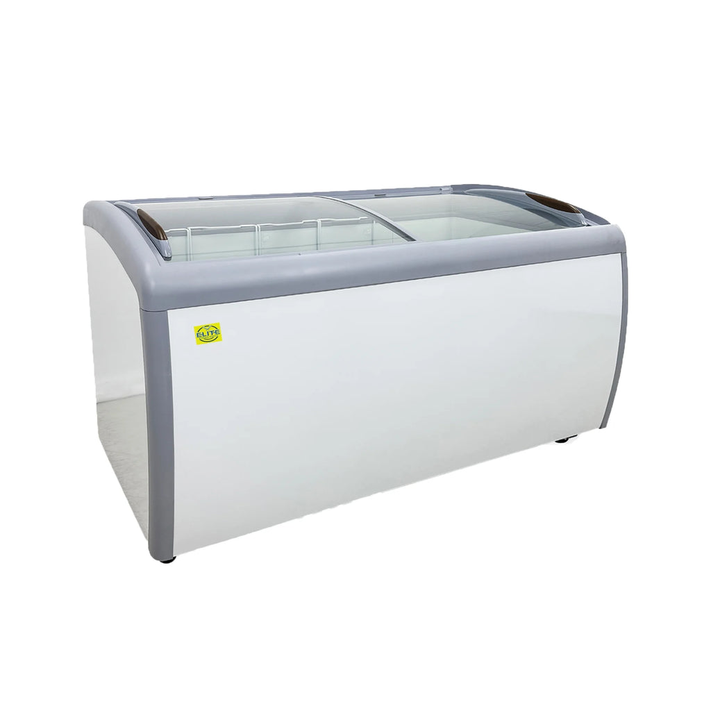 White Curved Glass Top Display Chest Freezer C81320