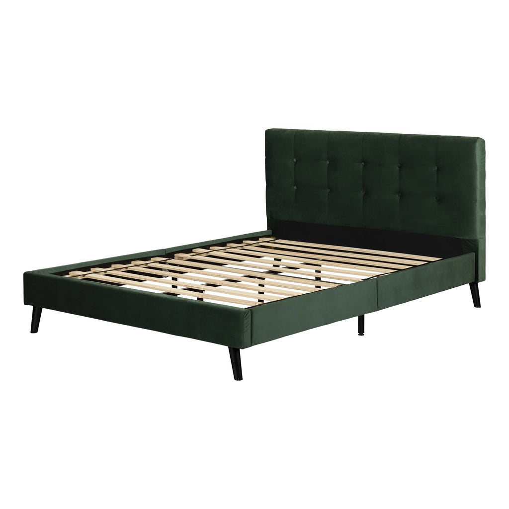 Dark Green Upholstered Queen Platform Bed with Headboard Z578