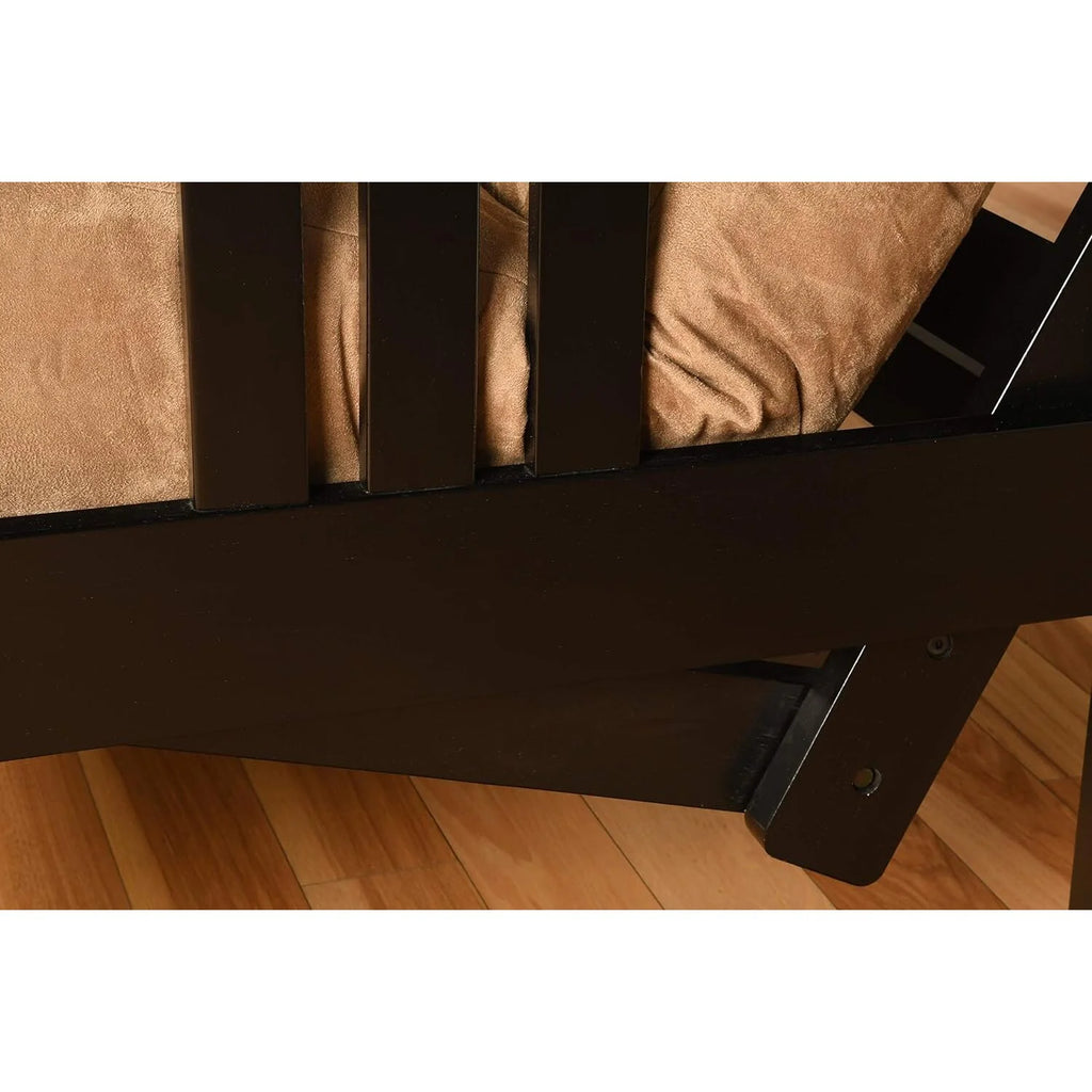 Black Futon Frame with Aqua Linen Mattress G566