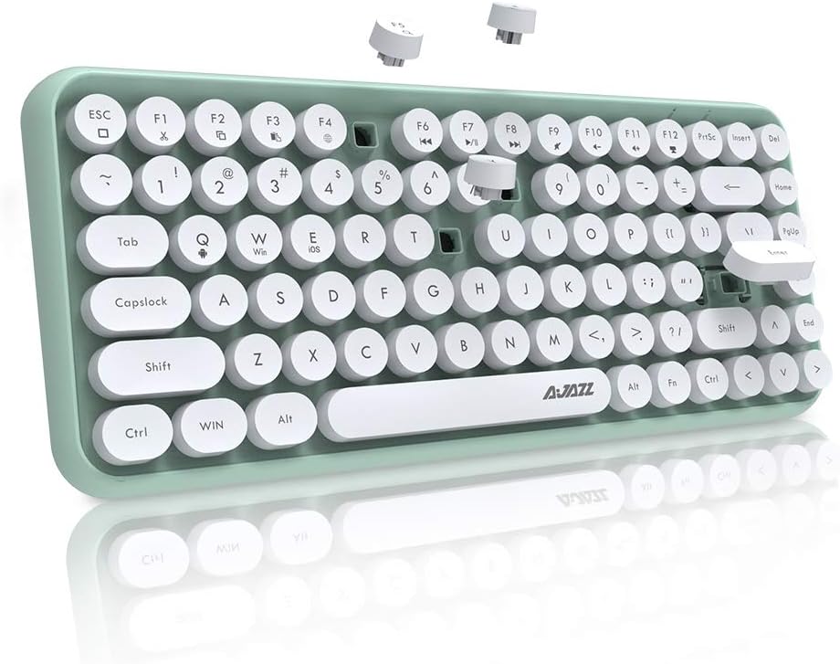 84 Key Bluetooth Retro Round Keycaps Ergonomic Wireless Mini Keyboard Y534011