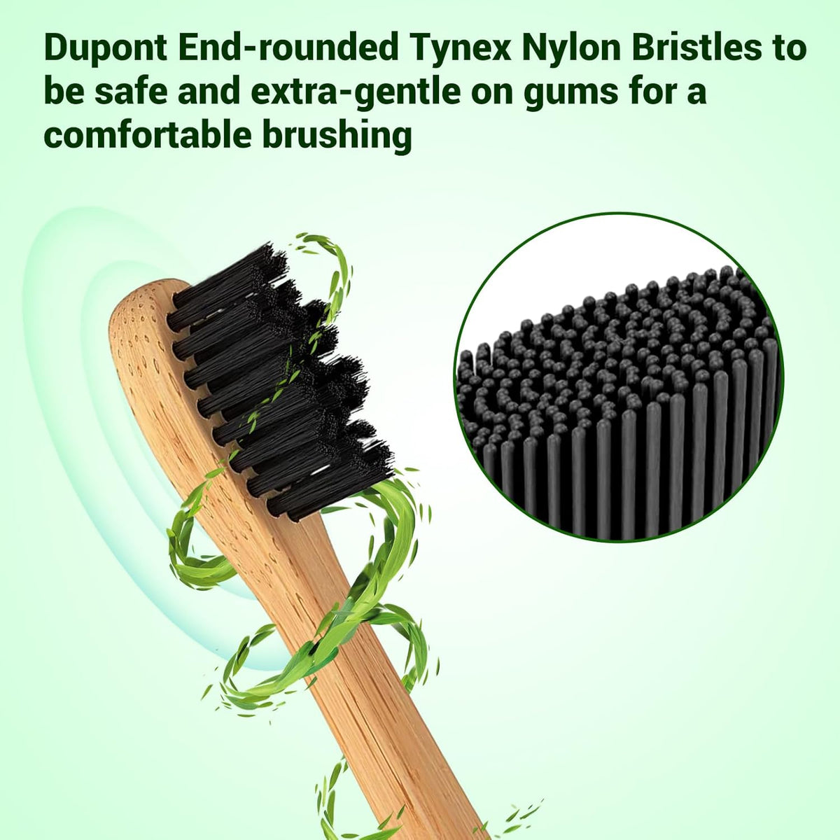 Bamboo Electric Toothbrush 5 Cleaning Modes Sonic Toothbrush Replacement Heads with Plant-Based Bristle 4 Pack E4805