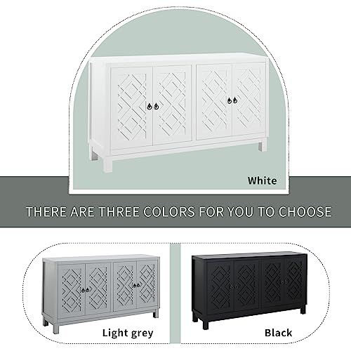 Black 4 Door Sideboard Storage Cabinet with Adjustable Shelves I72964
