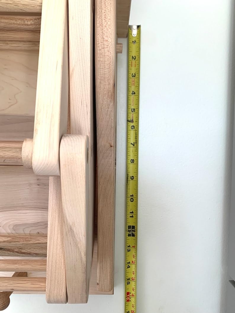 21” x 16” Collapsable Wooden Wall Mounted Drying Rack with Peg Hooks A2347