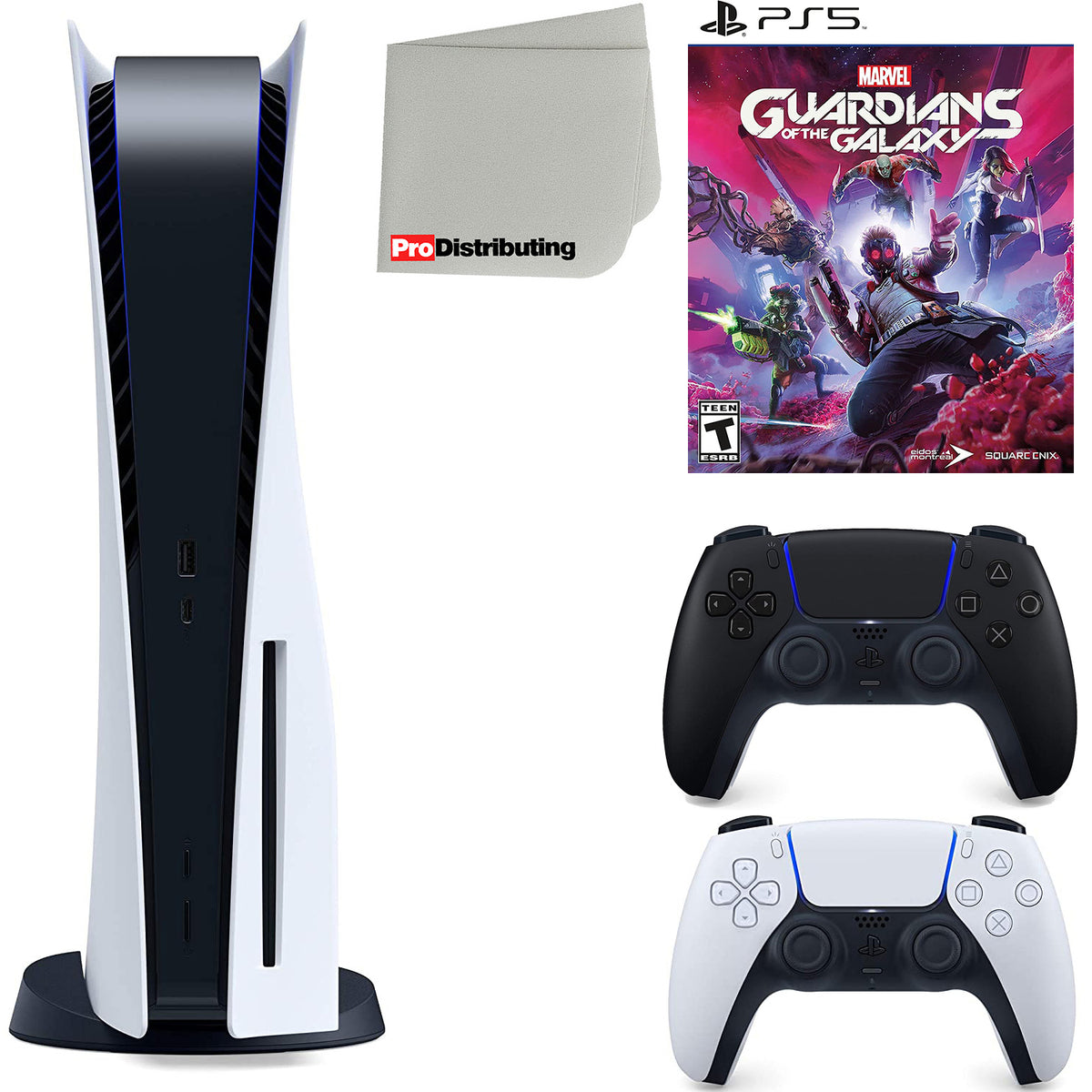 Playstation 5 Disc Version with Midnight Black Extra Controller and Microfiber Cleaning Cloth Bundle S75028