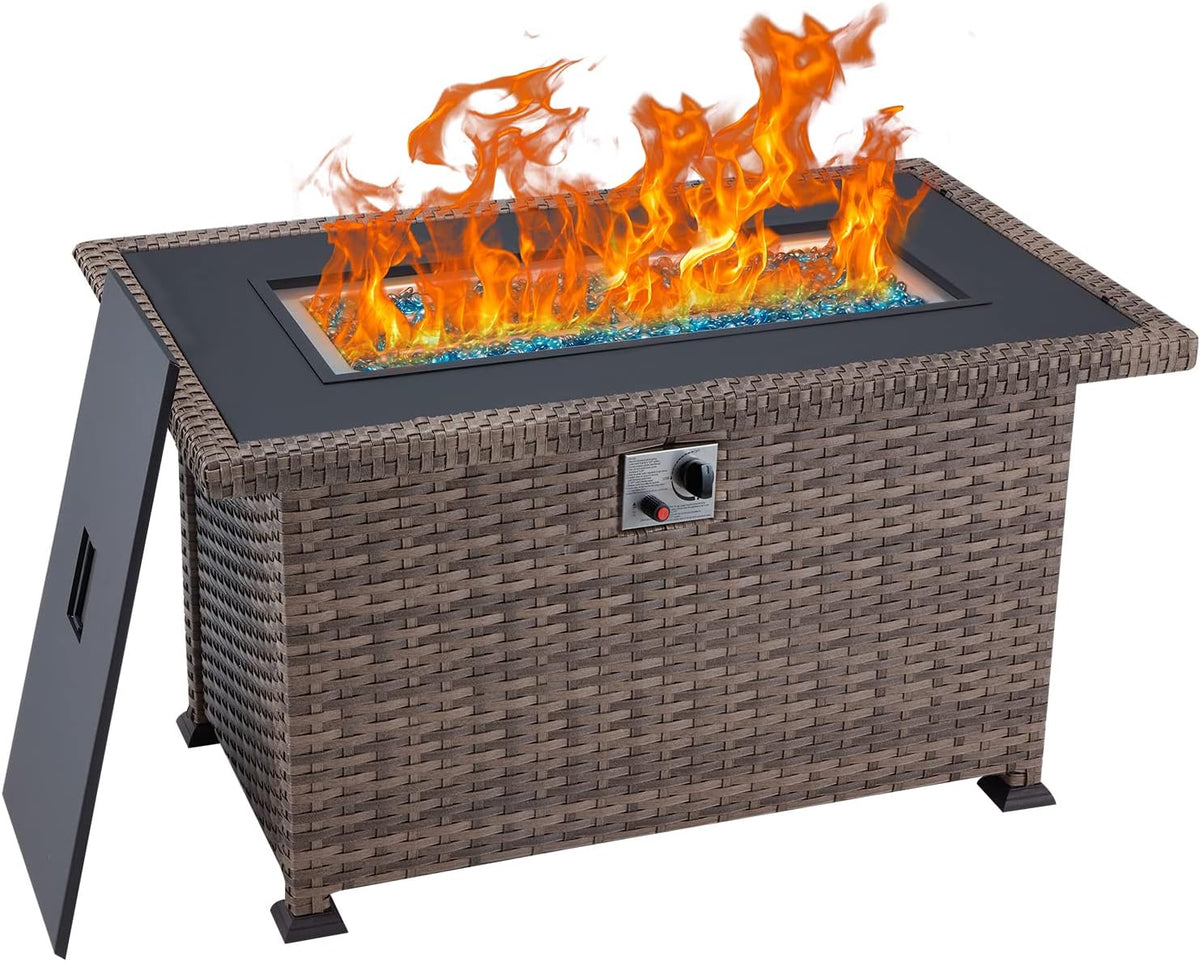 50in 50000BTU Propane Fire Pit Table with Cover and Blue Fire Glass Y40534