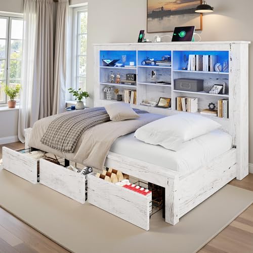Twin Wood Daybed with Bookcase Headboard and 3 Drawers H427580