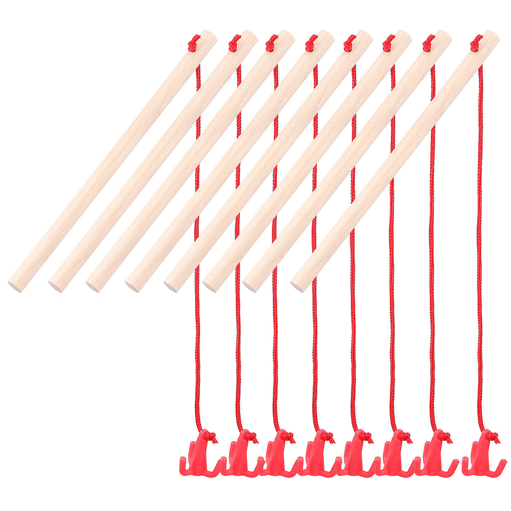 8 Pcs Magnetic Fishing Poles Wooden Fishing Rods Fishing Game Tools Early Educational Plaything K392081
