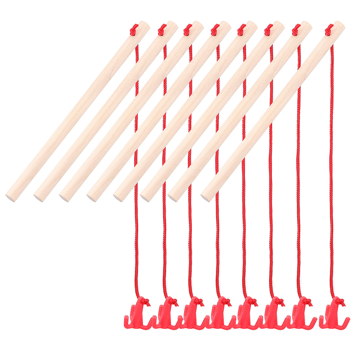 8 Pcs Magnetic Fishing Poles Wooden Fishing Rods Fishing Game Tools Early Educational Plaything K392081