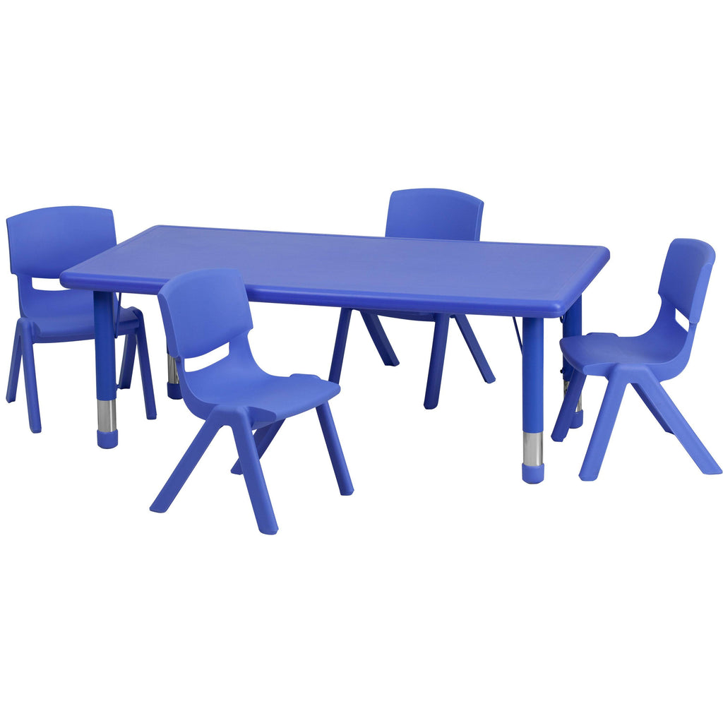 Green Plastic Height Adjustable Activity Table Set with 4 Chairs X92962