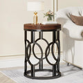 Round End Table with Metal Frame F65494
