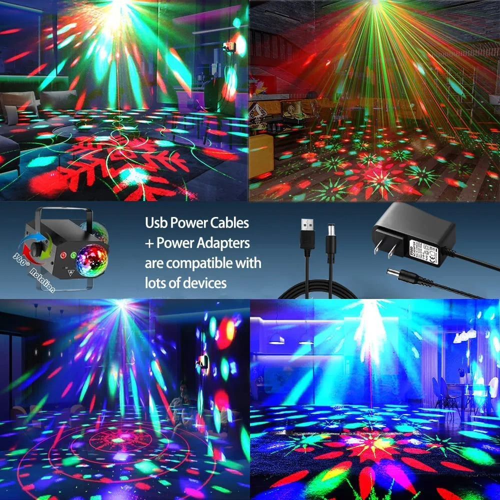 Sound Activated Black ABS Disco Ball Party Lights Y567