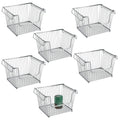 Stackable Metal Food Storage Organizer Bin Basket with Handles J65184