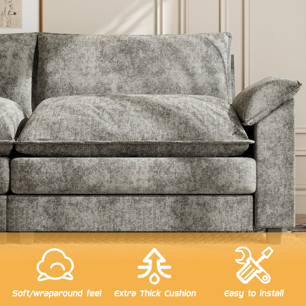 Oversized Modular Sectional Sofa with Ottomans K54558