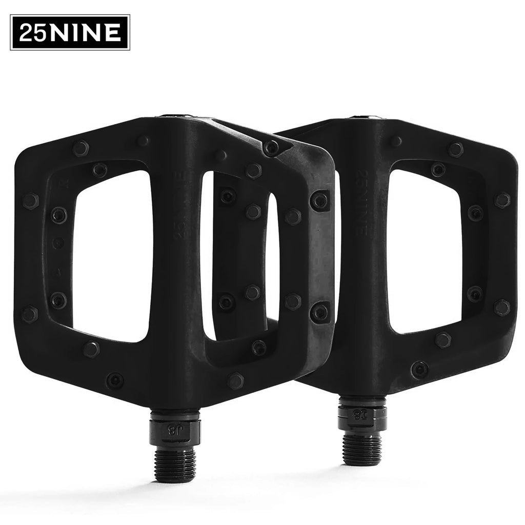 Black Flat Bike Pedals with Metal Traction Pins G6088