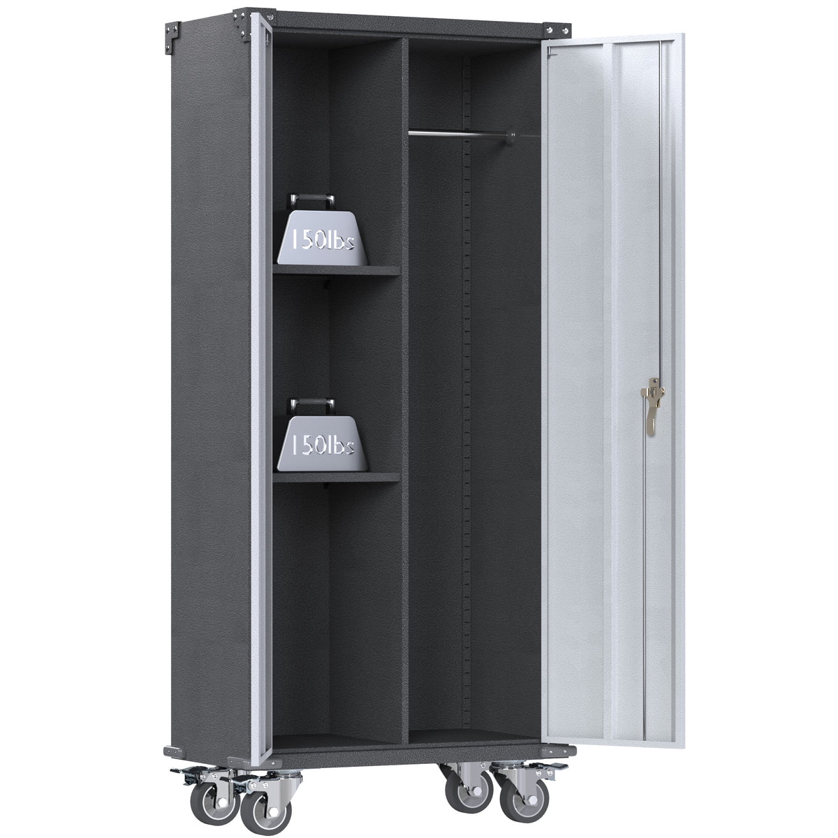 Metal Rolling Storage Cabinet with Hanging Rod P6633