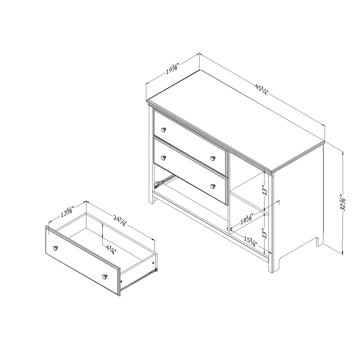 3-Drawer Dresser with Baskets Q515