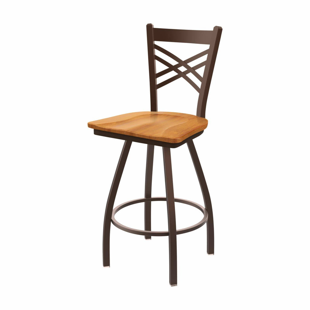 Swivel Counter Stool with Anodized Nickel Finish and Medium Maple Seat J9165