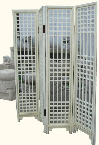 Antique White Carved Solid Elmwood Room Divider A65874