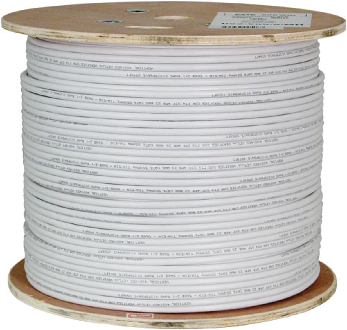 Bulk Shielded Cat6A Ethernet Cable, 23AWG, Solid Bare Copper, PVC, 1000ft, White E270