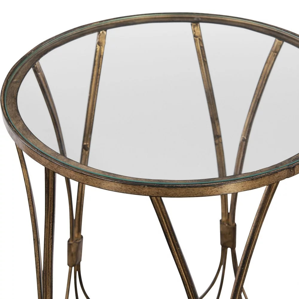 22 inch Round Clear Glass Top Accent Table R6937