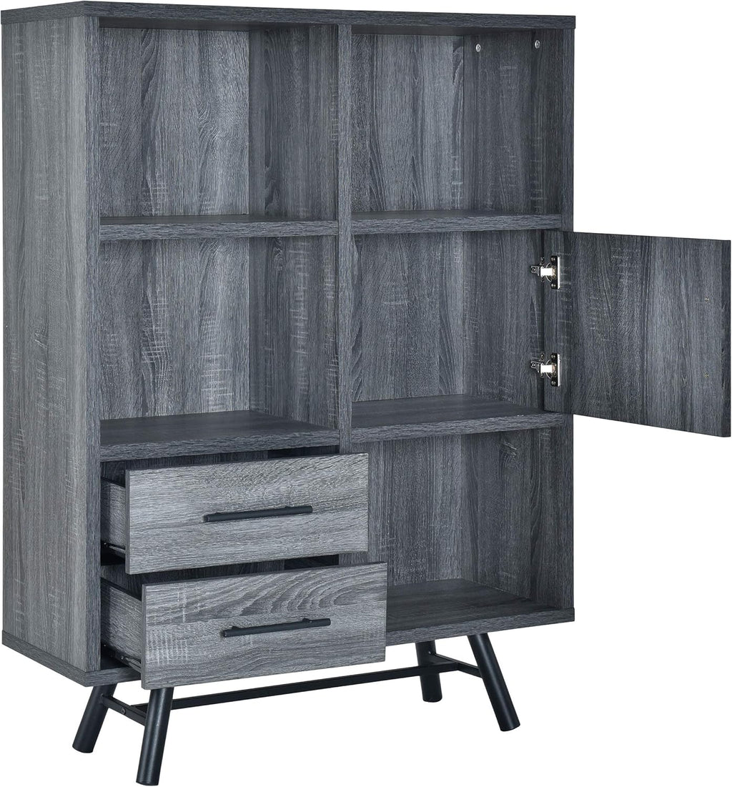6 Shelf Multi-Functional Cabinet, Sonoma Oak + Black Y36154