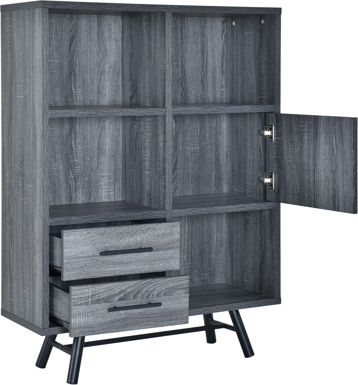 6 Shelf Multi-Functional Cabinet, Sonoma Oak + Black Y36154