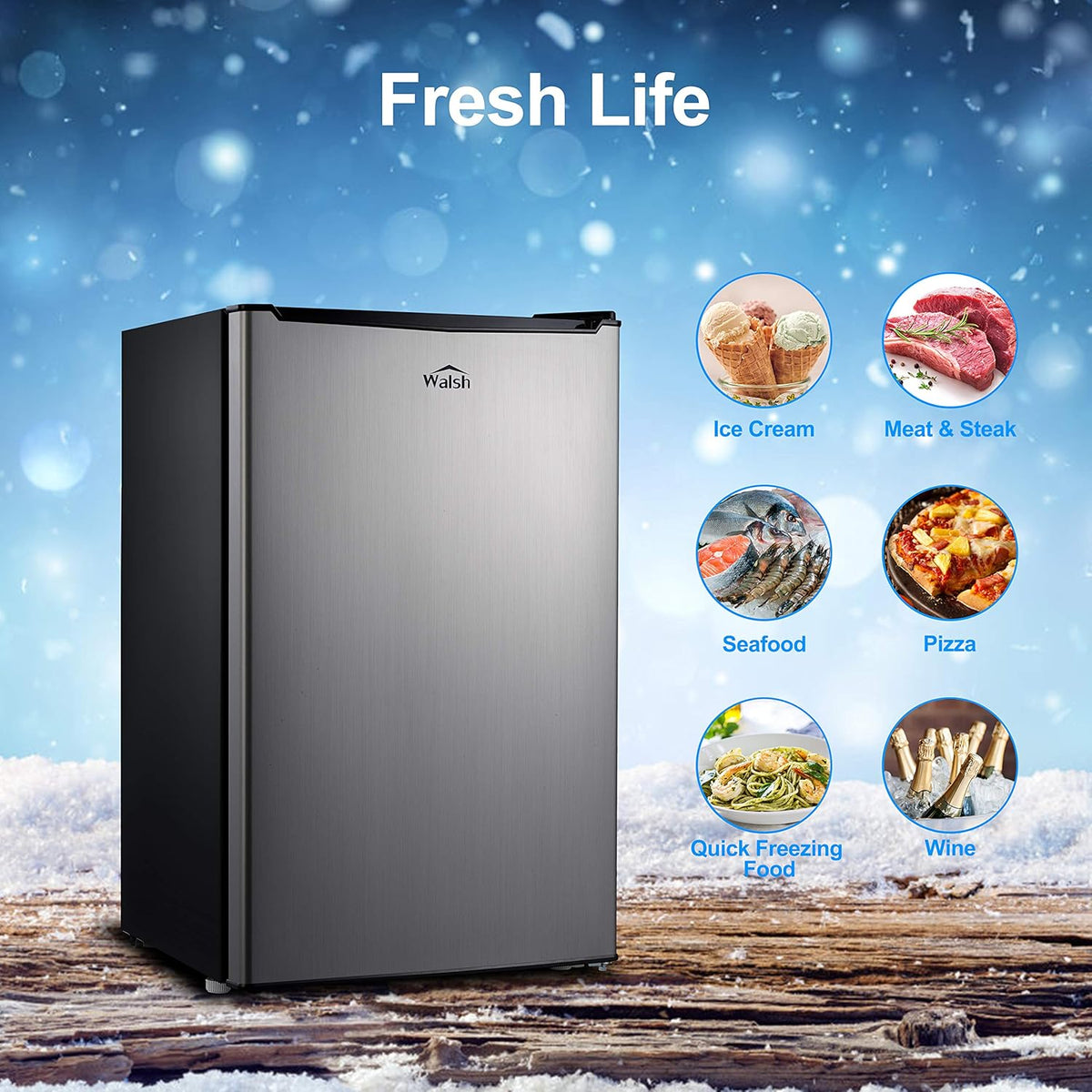 Compact Refrigerator, 3.5 Cu.Ft, Stainless Steel Look W299