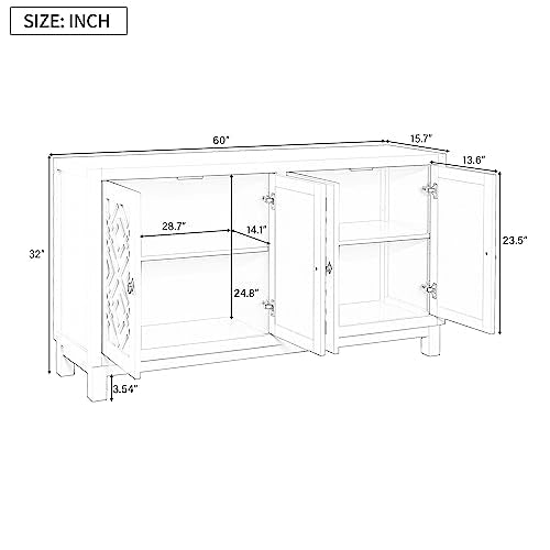 Black 4 Door Sideboard Storage Cabinet with Adjustable Shelves I72964